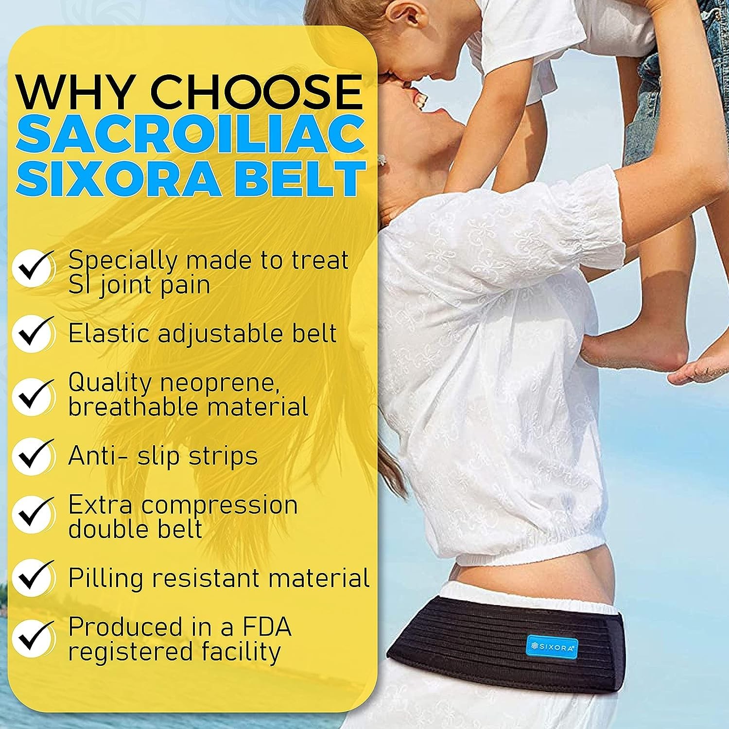 Sixora Back Brace for Lower Back Pain Women & Men – Sciatic Nerve Brace & Back B