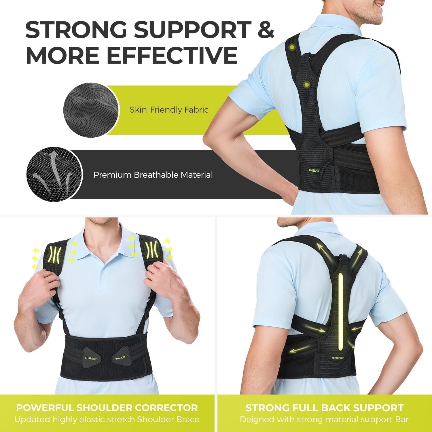 Shaperky Adjustable Posture Corrector Unisex Size L-XL Waist 35-49in