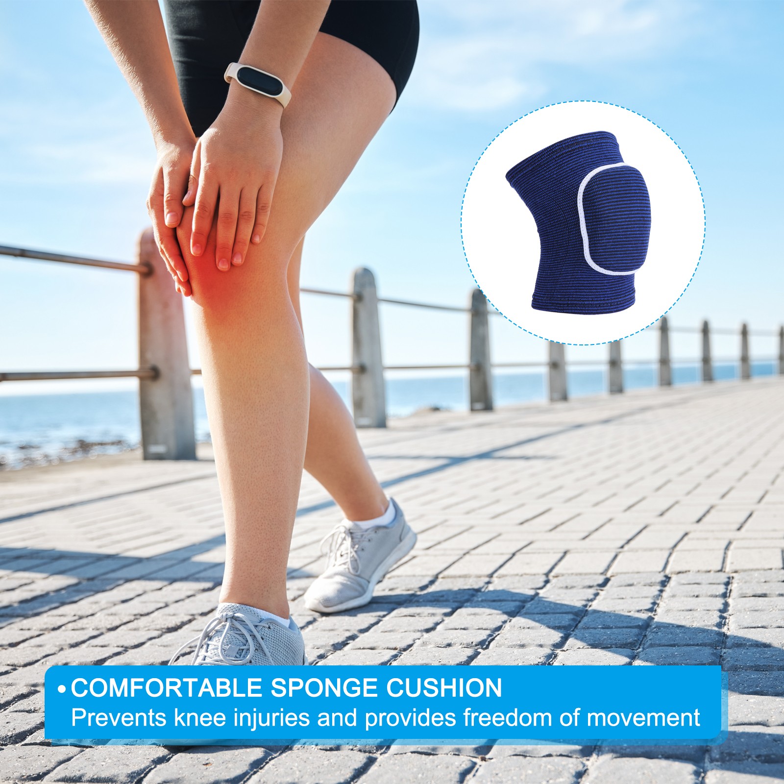 3 Pairs M Dance Knee Pads Volleyball Protective Sponge Brace Blue