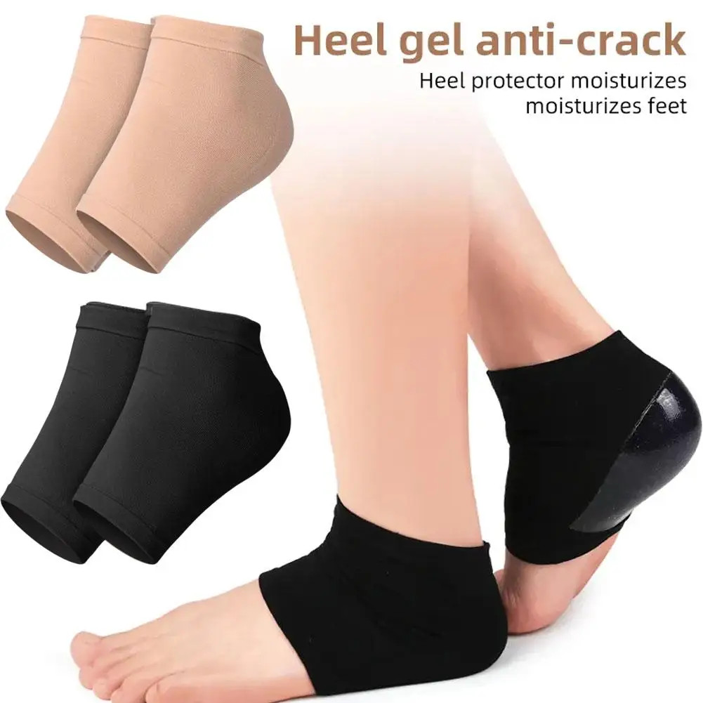 2Pcs Heel Protector Silicone Heel Moisturizing Socks Anti-Crack Protective Cover