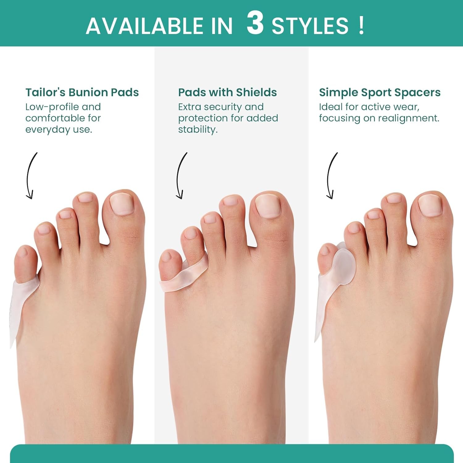 Welnove Tailor’s Bunion Corrector Pads – 8 Pack Pinky Toe Regular Pads, Clear