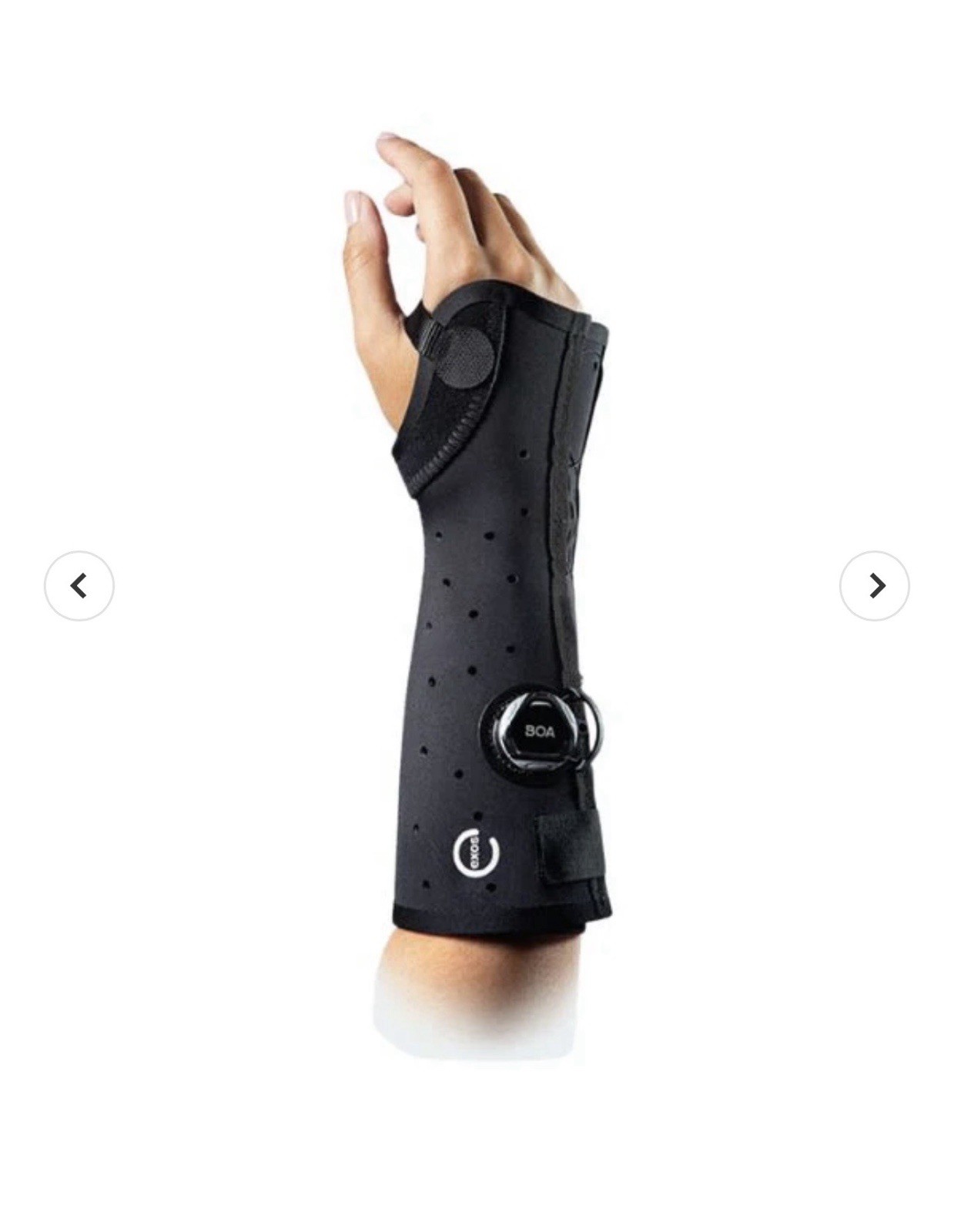 EXOS Short Arm Fracture Brace (Open Thumb) with BOA Cast Splint for Wrist Right