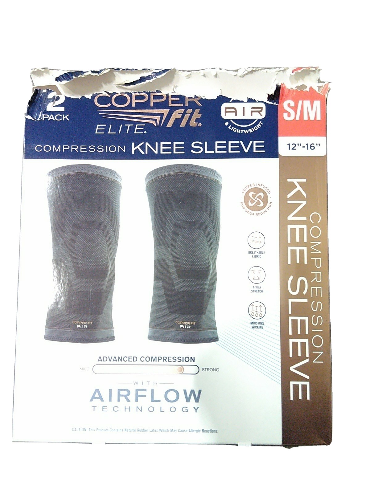 Copper Fit Elite Knee Compression Sleeve – Black, S/M *Damaged box*