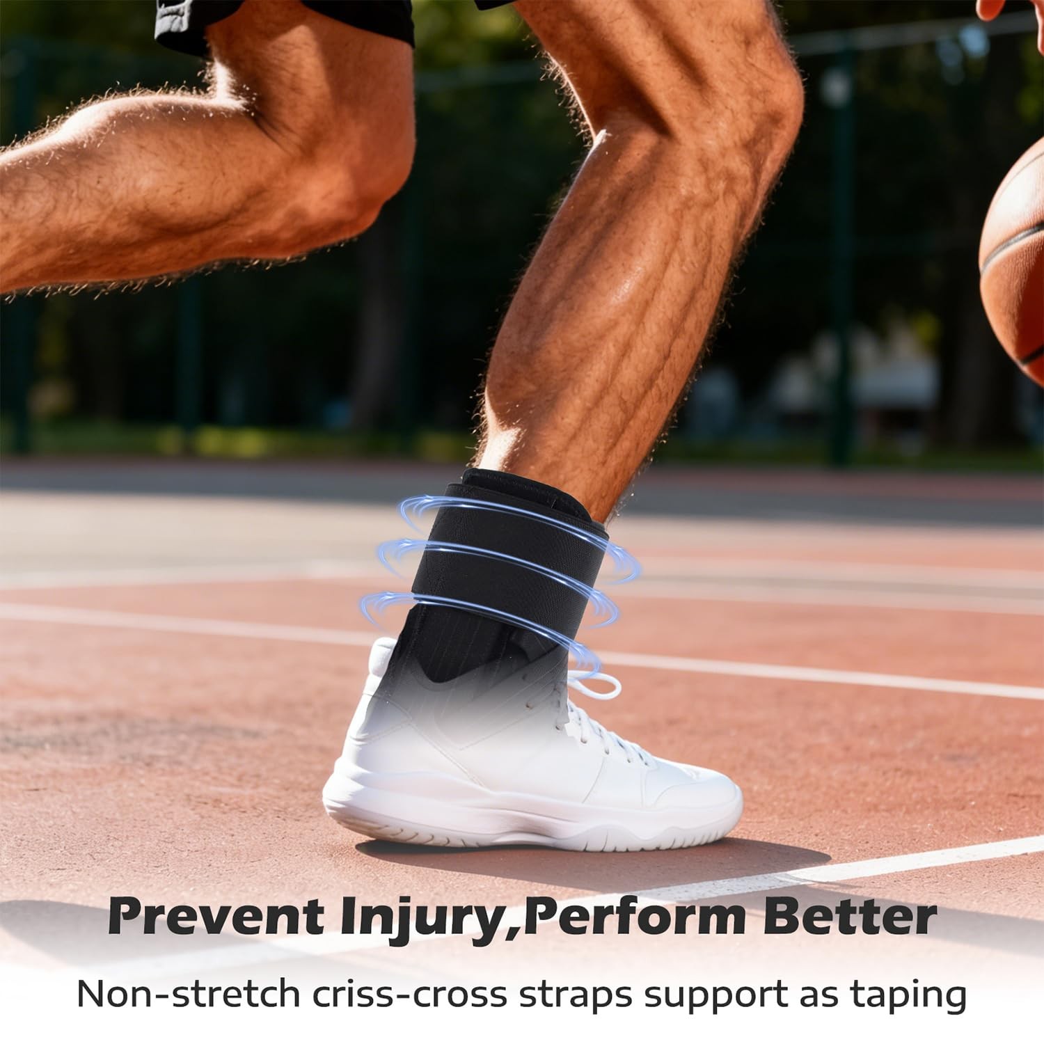 Ankle Brace for Sprained Ankle, 2 Removable Splints, Figure 8 Strap