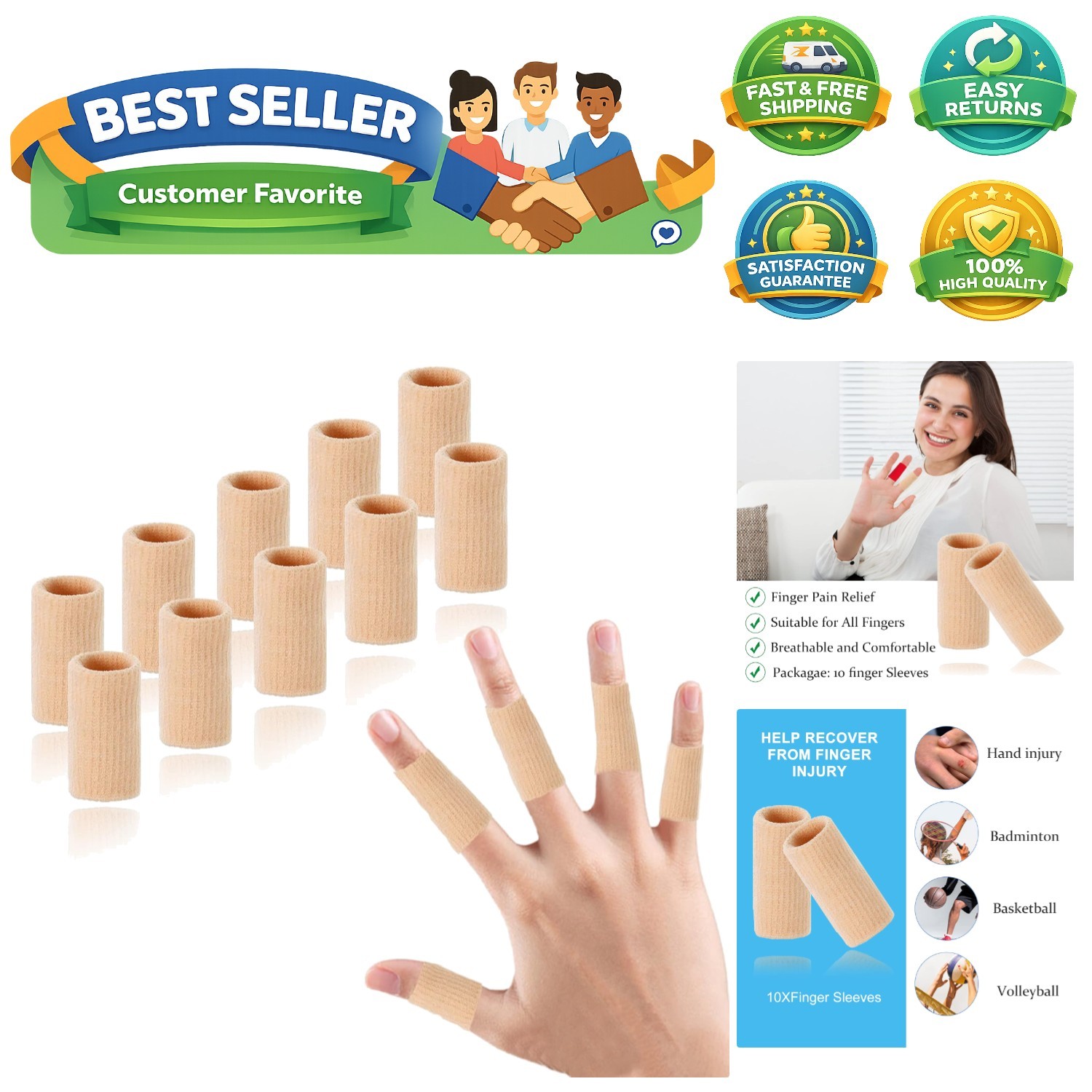 Finger Compression Sleeves Support, Finger Protectors Cots for Arthritis Swel…