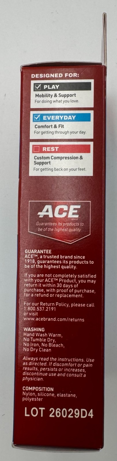 ACE Elbow Flex Comfort Compression Sleeve NEW/Open Box One Size Gel Pressure Sup