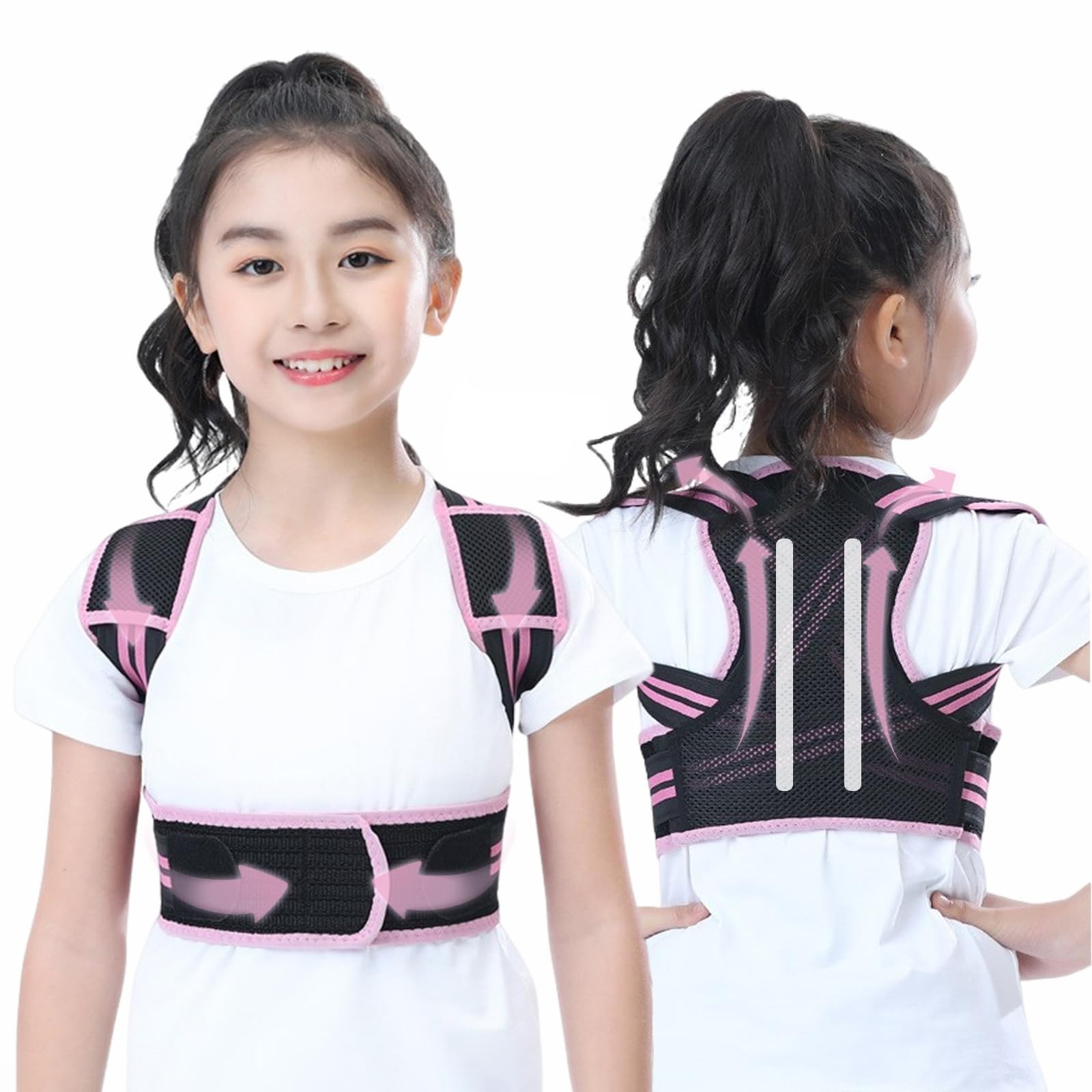 Adjustable Kids Posture Corrector – Back Brace for Humpback Prevention, Pink L