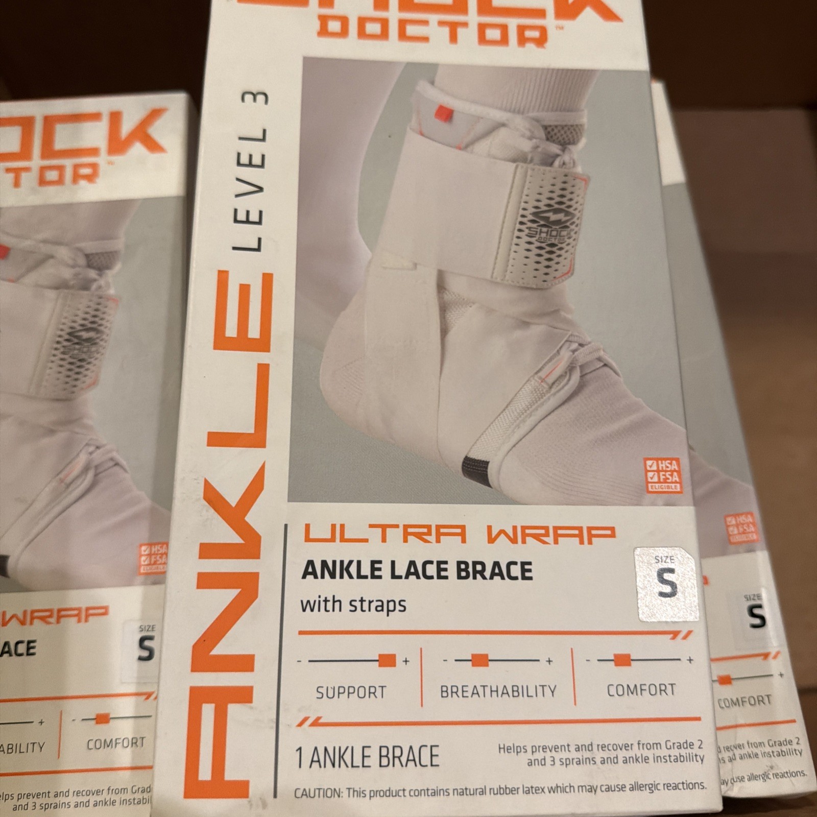 Shock Doctor Ultra Wrap Ankle lace Brace W/Strap, Level 3, Size Small 8”-8.5”