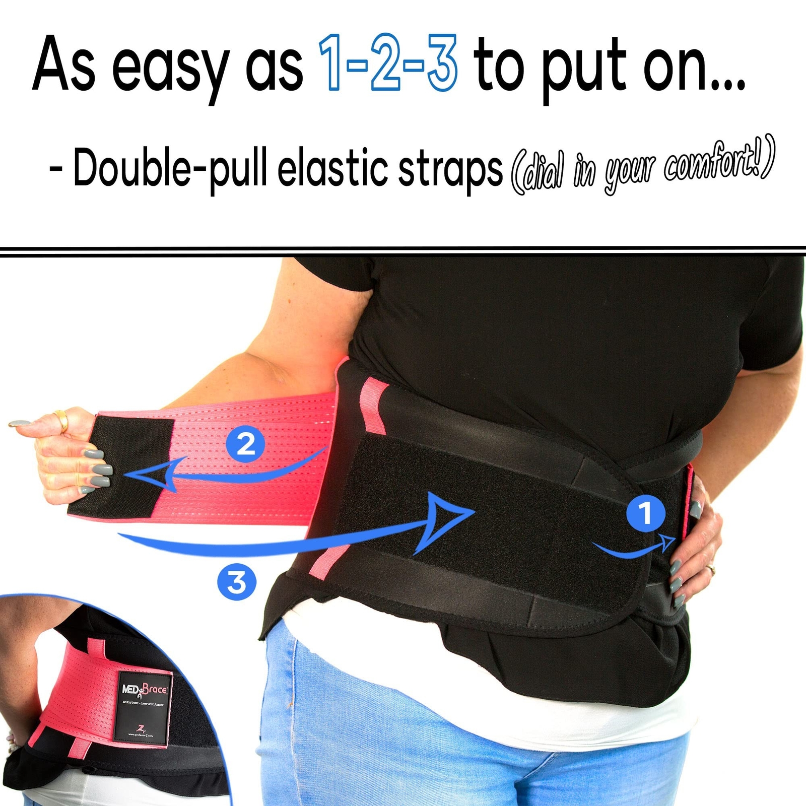 Back Brace Support Belt for Lower Lumbar Pain Relief for Men and Women – Medi…