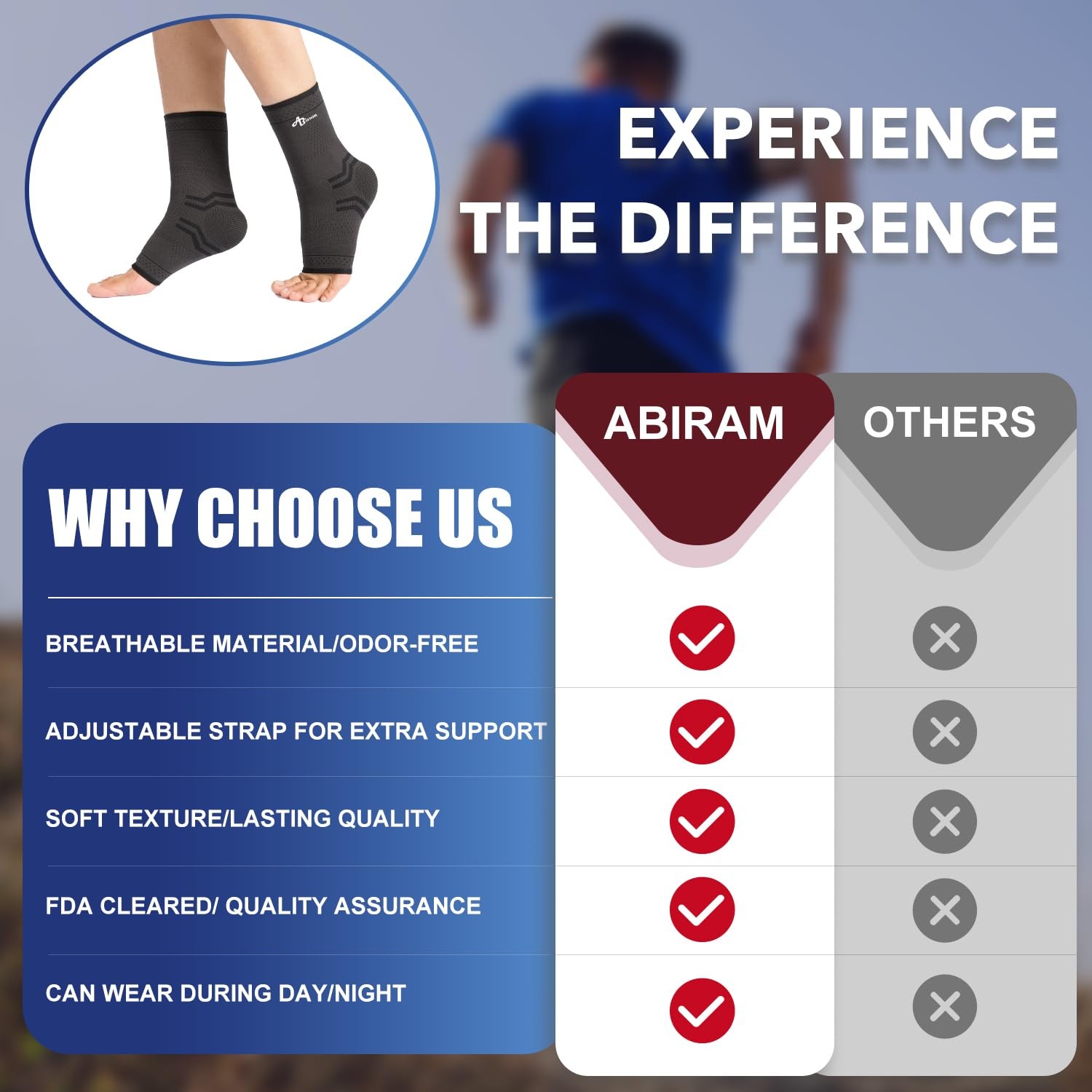 Ankle Brace Compression Sleeve with Wrap for Sprained Foot Plantar Fasciitis