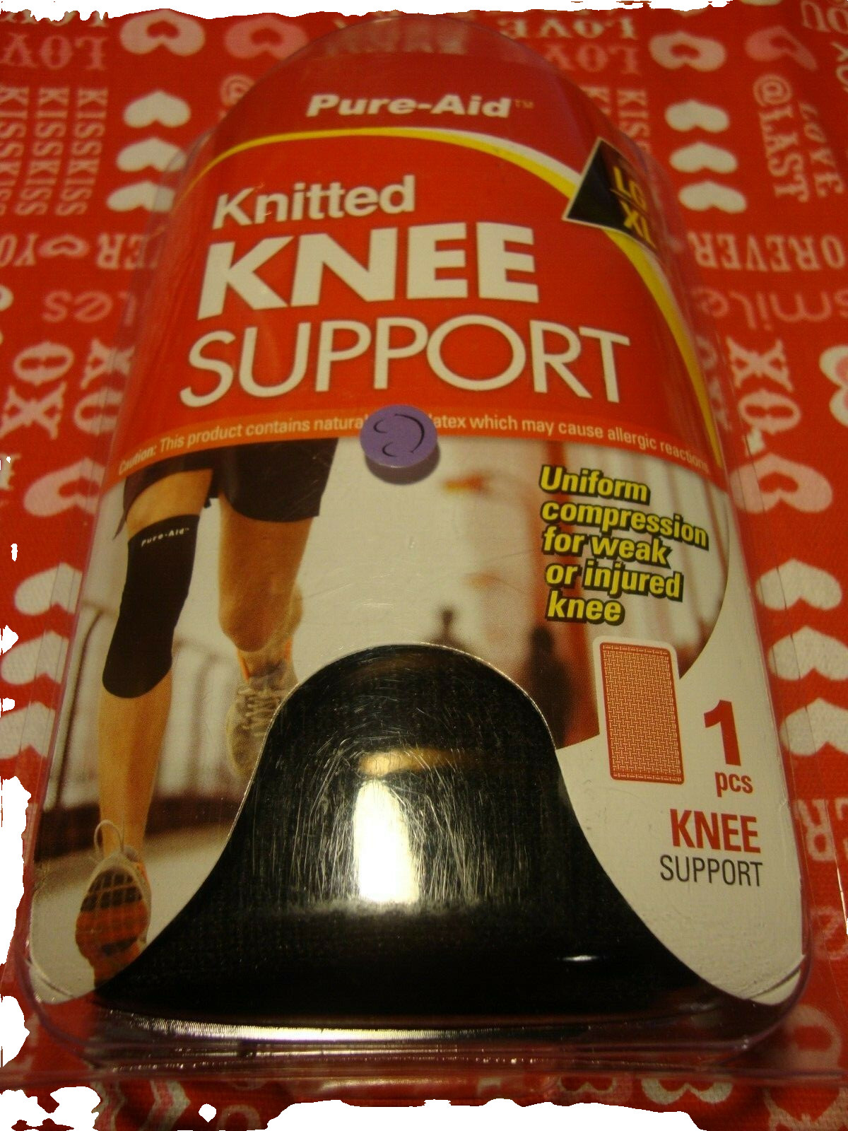 Pure-Aid Knitted Knee Support Sz L-XL Uniform Compression~Weak/Injured Knee 969