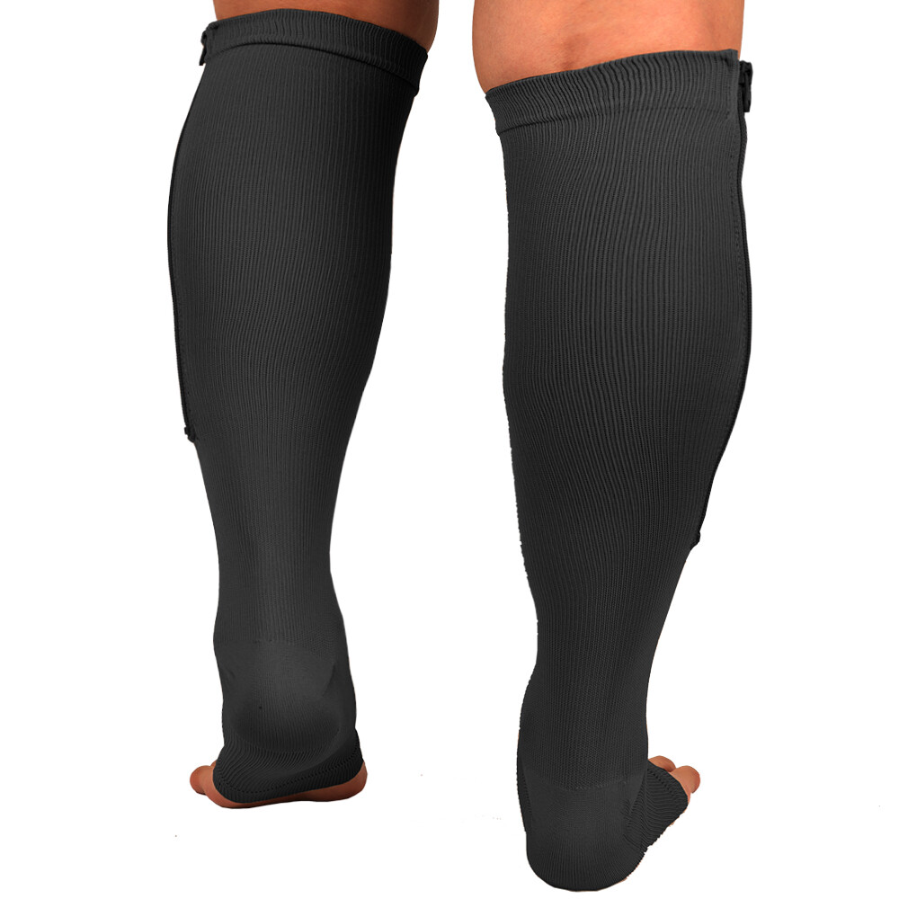 Zipper Open Toe Compression Socks 20-30mmHg Calf Leg Ankle Support Stocking GYM