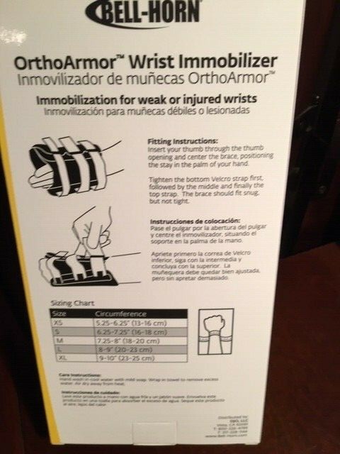 BELL-HORN ORTHO ARMOR WRIST IMMOBILIZER BRACE LARGE LEFT HAND BRAND NEW