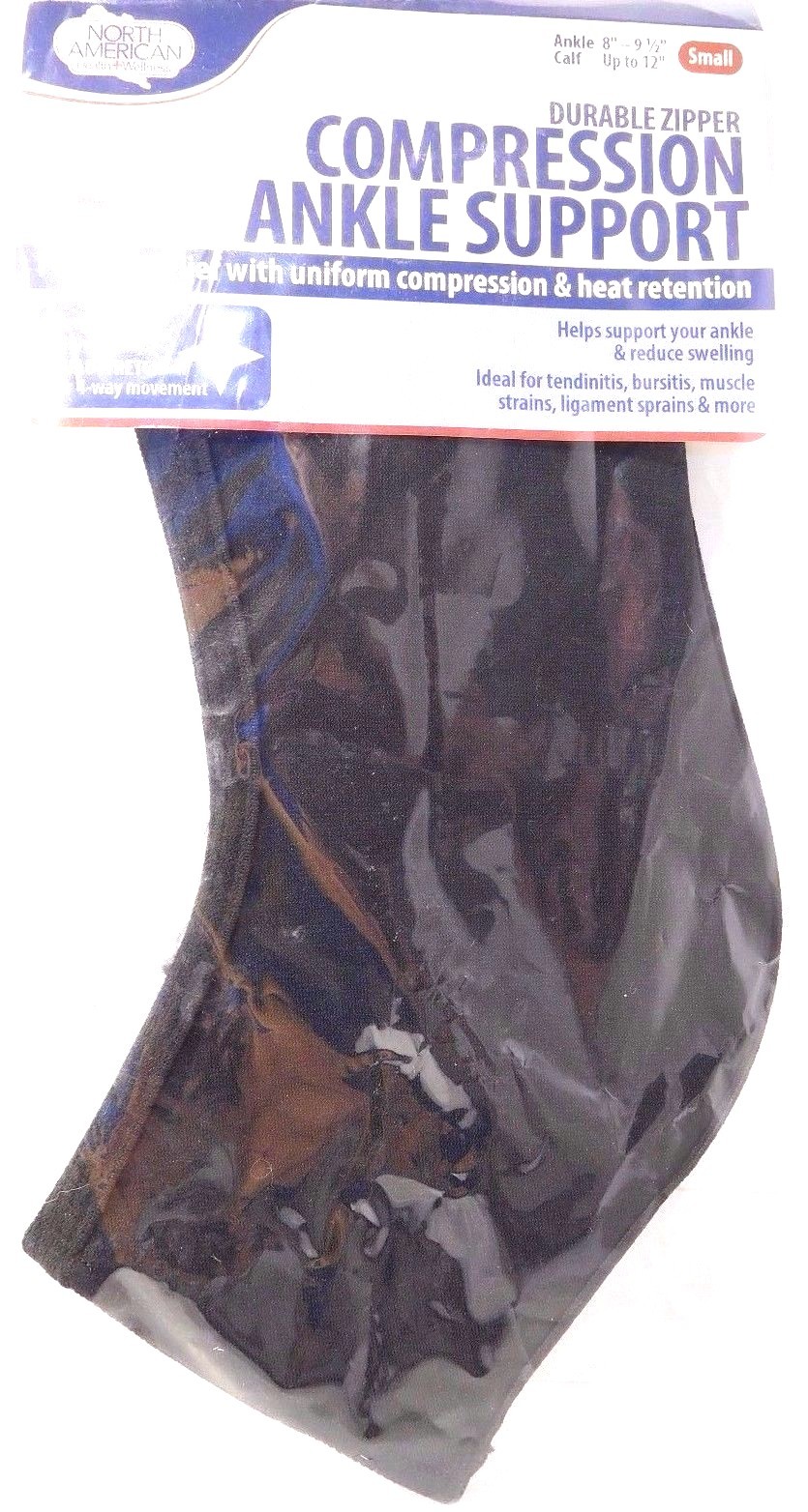 North American Health & Wellness Durable Zipper Compression Ankle Support S,L,XL