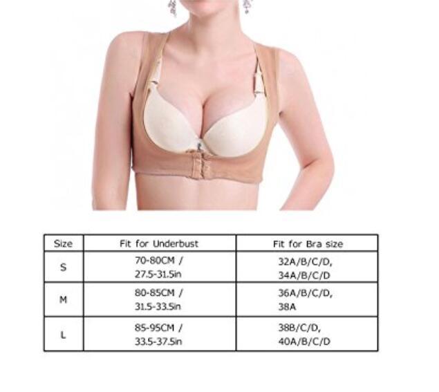 Women Chest Brace Up Hunchback Posture Shape Corrector X Strap Vest (M, Beige)
