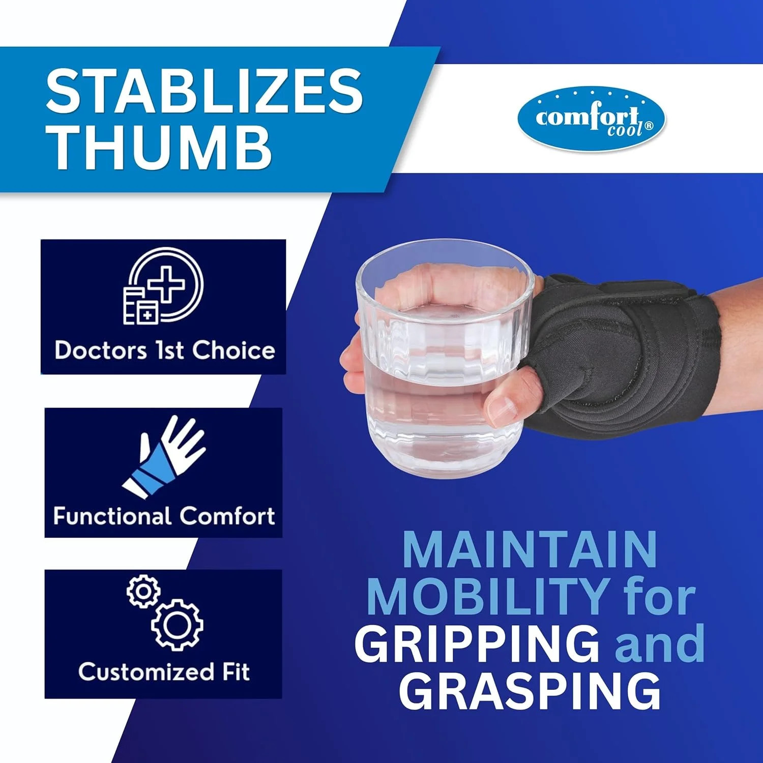 Comfort Cool CMC Thumb Brace – Black, Right Hand, Medium Plus | NC79559 | Breath