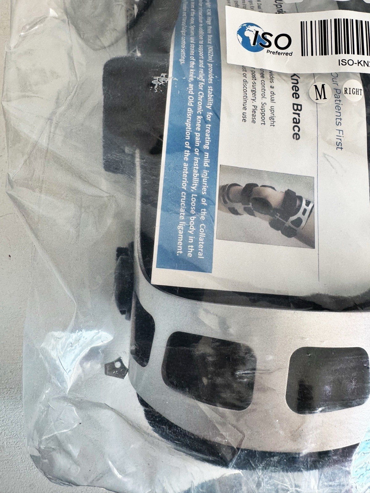 ISO Preferred OA Dual Upright ROM Hinge Knee Brace Post-Op Ligament M Right