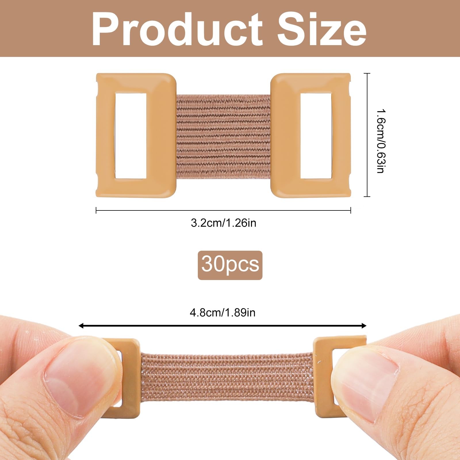 30 Pcs Brown Elastic Bandage Clips Reusable Stretch Metal Clasps Secure