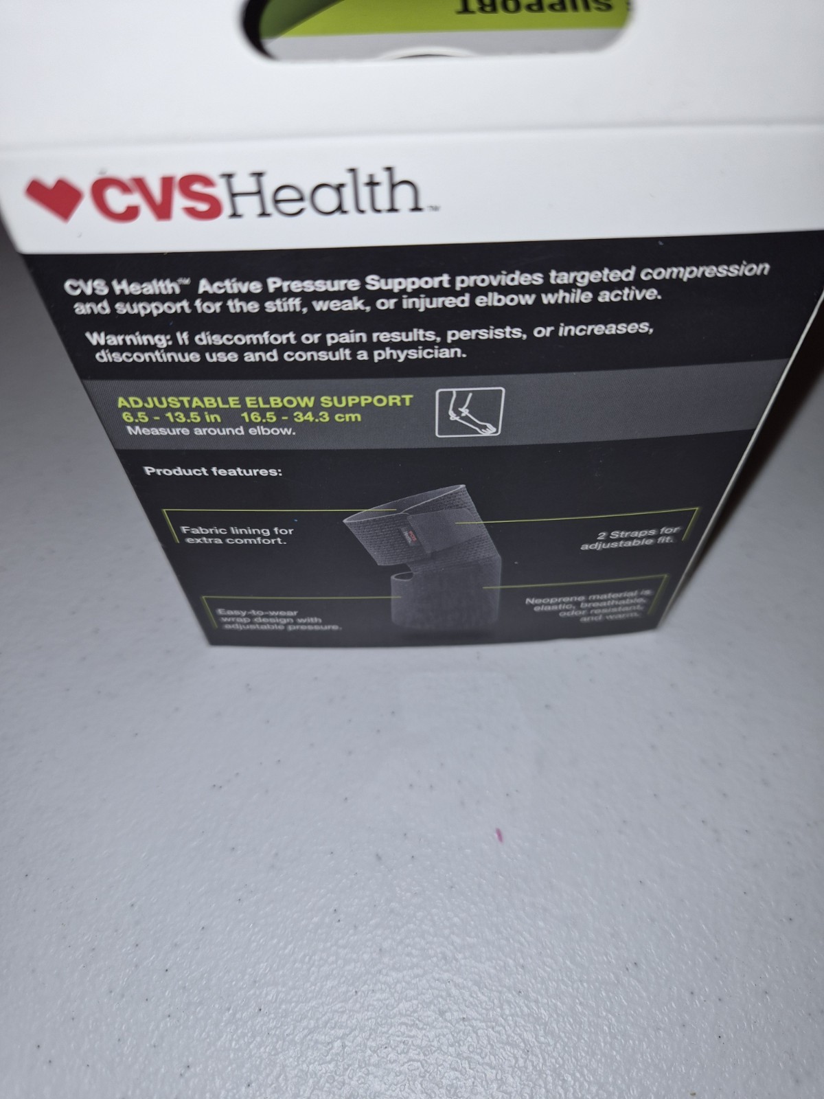 CVS Health Elbow Active Pressure Support MODERATE Support ONE SIZE Free Shipping