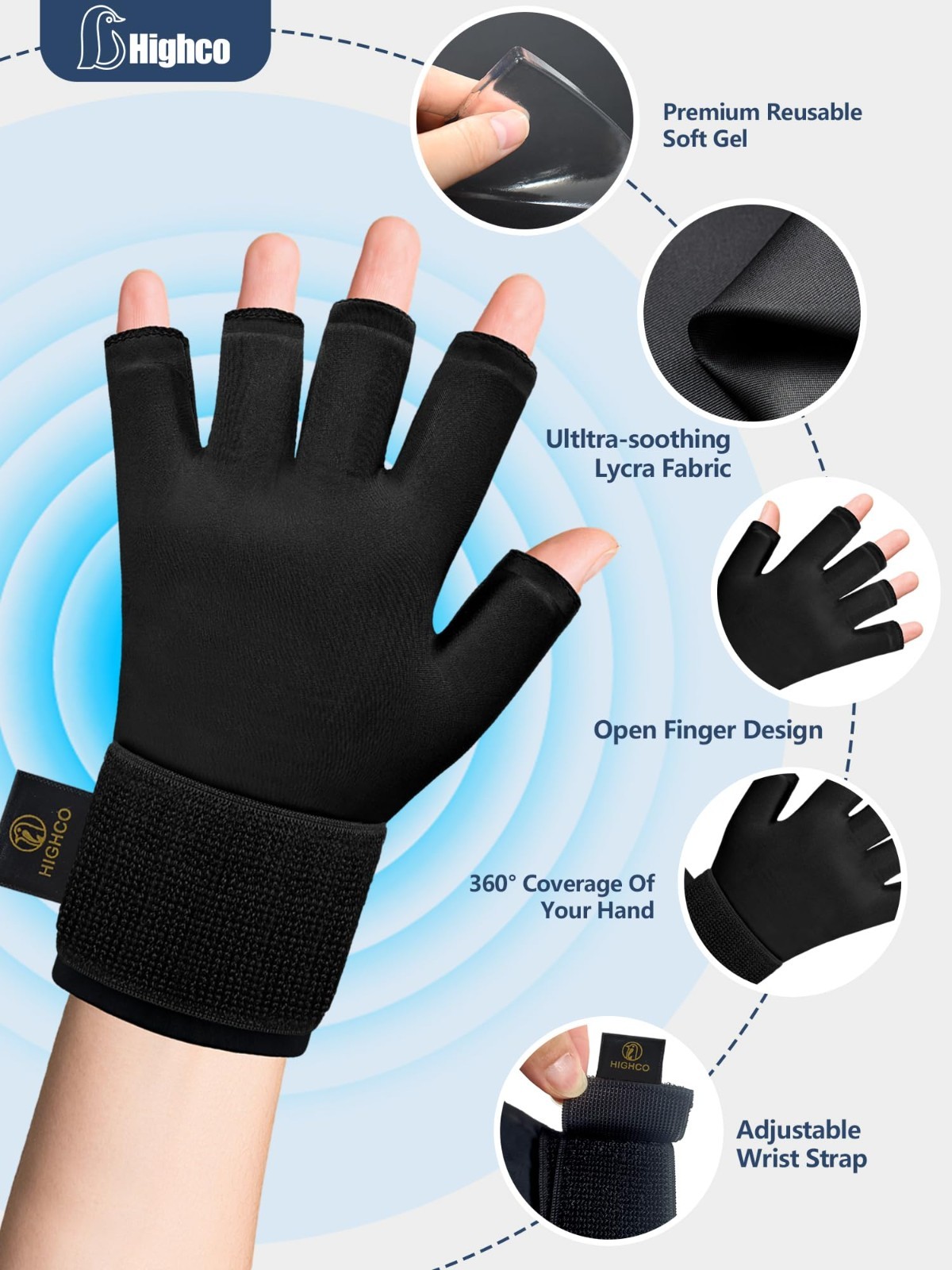 2 Pack Adjustable Ice Gloves for Arthritis Pain Relief – Hot & Cold Therapy Gel
