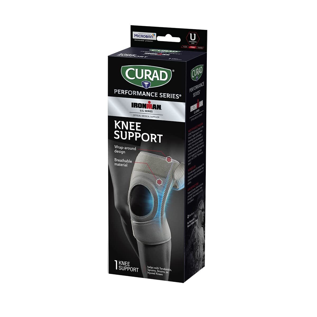CURAD Performance Series IRONMAN Knee Support with Side Stabilizers, Adjustable,