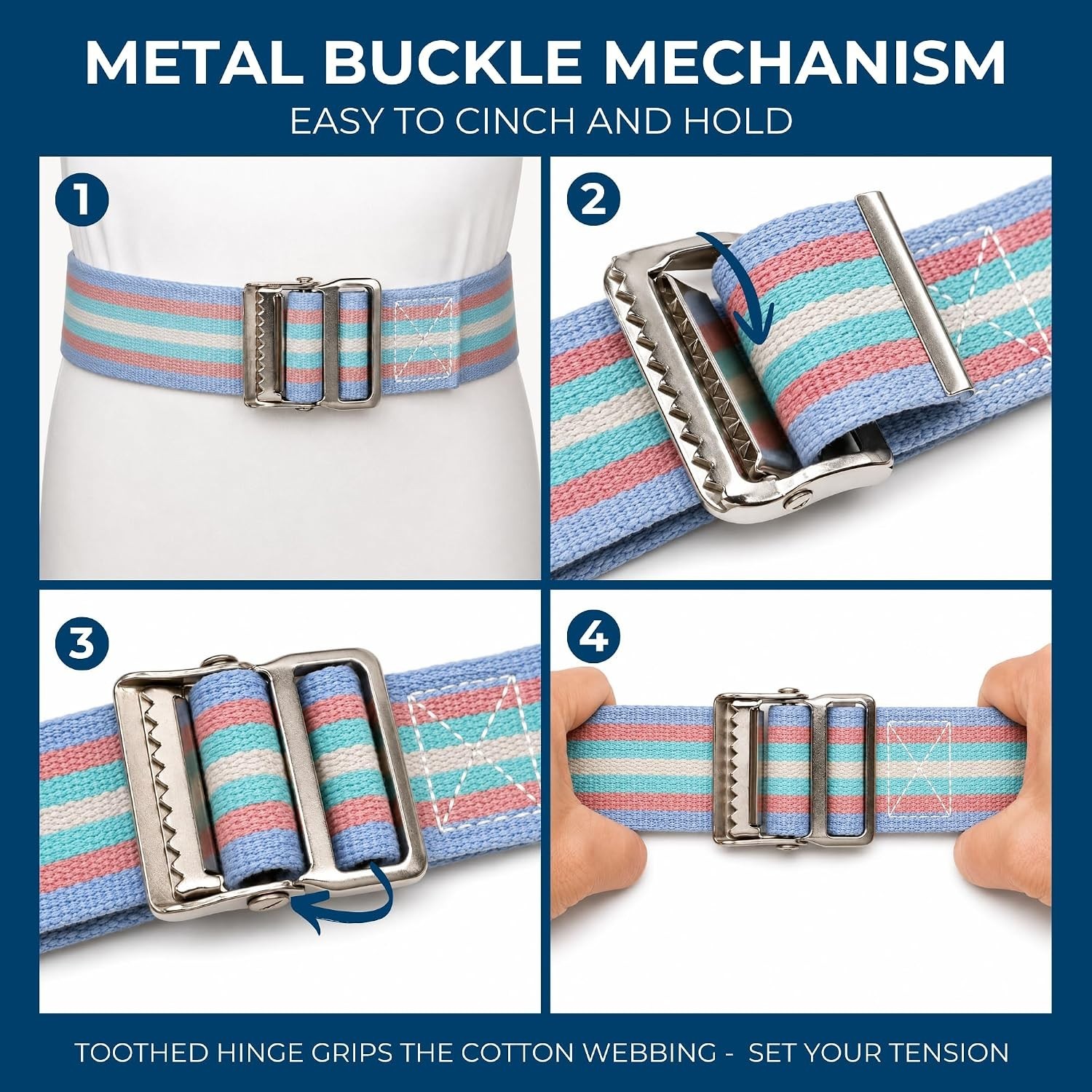 Metal Buckle Gait Belt – Adjustable Machine Washable Strong and Durable Mater…