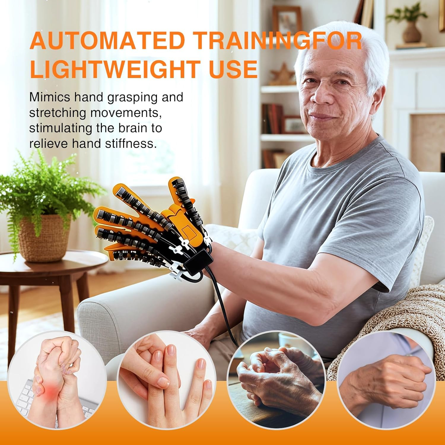 Hand Rehabilitation Equipment, Therapy Gloves for Stroke Hand Recovery Device, R