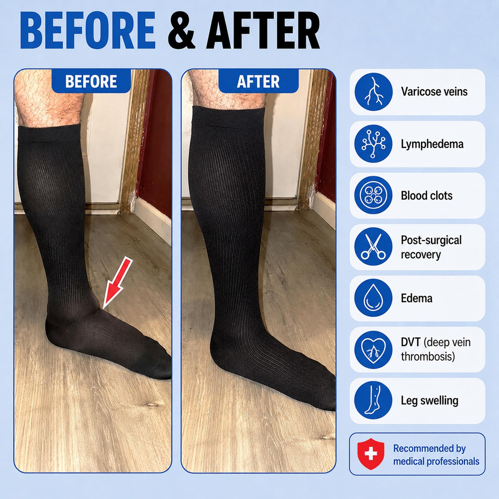 Mens Compression Socks for Circulation 20-30mmHg, Made in USA Opaque Graduate…