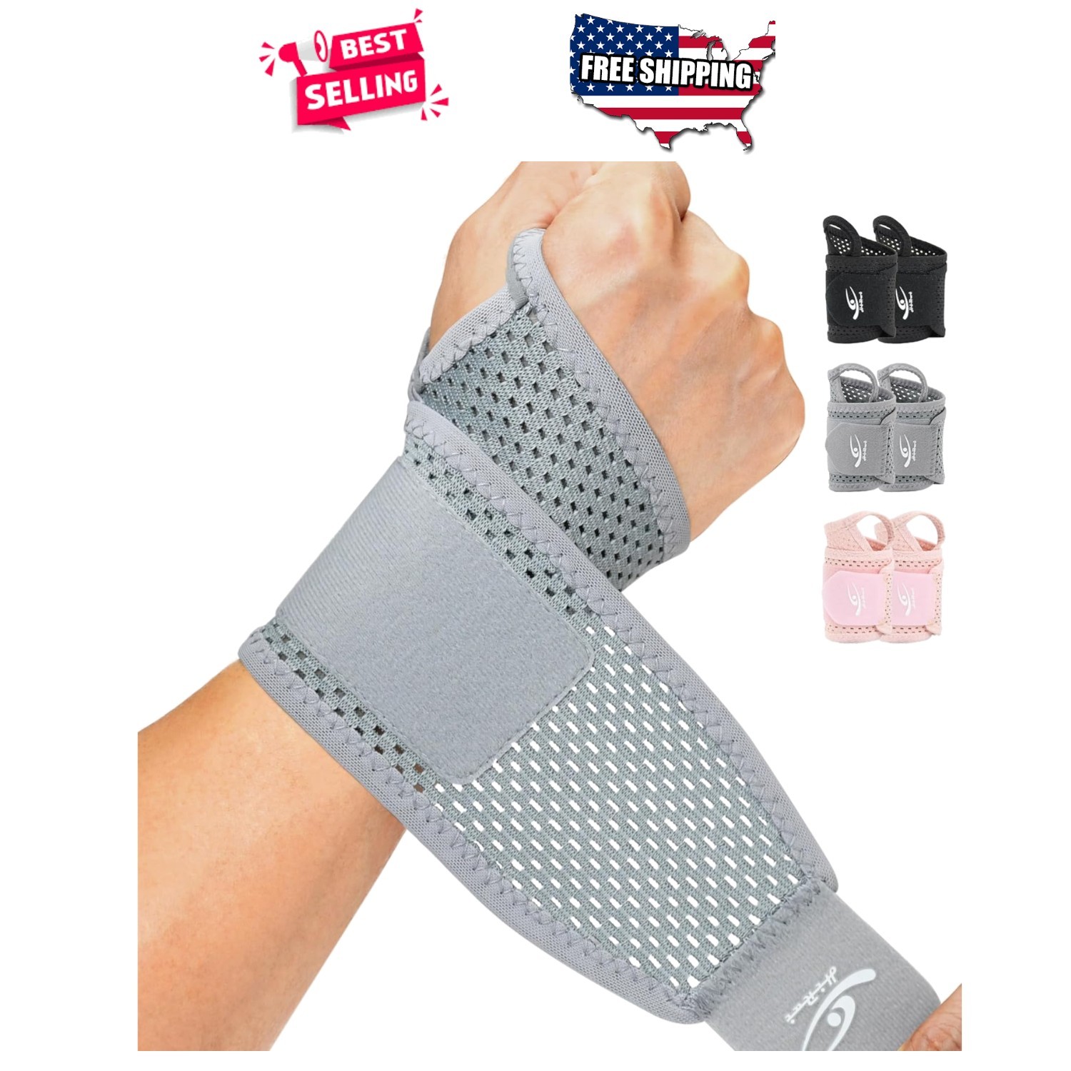 Wrist Support Brace Adjustable Mesh 2-Pack Pain Relief Carpal Tunnel Tendonit…