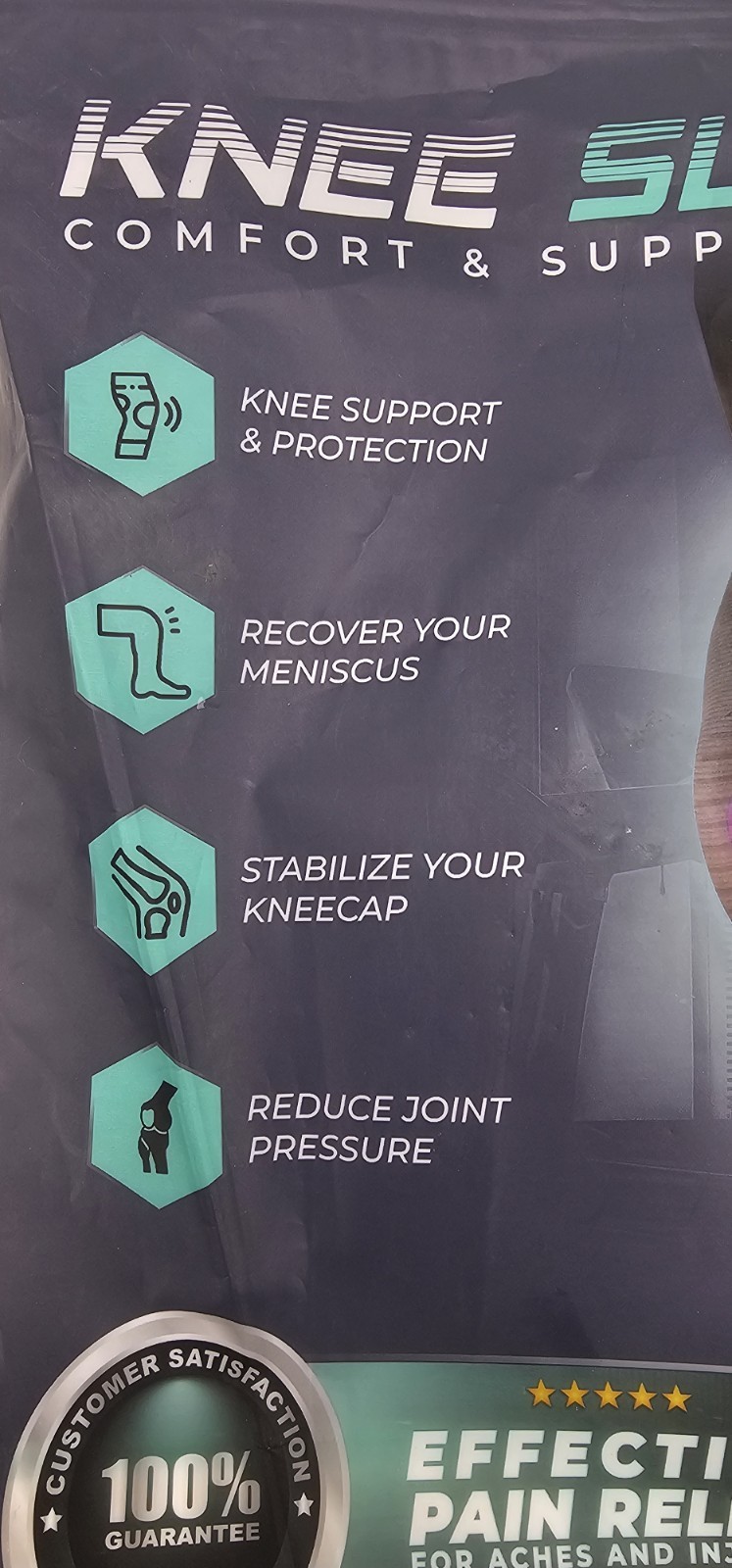 Modvel Knee Sleeve Braces Miniscus Kneecap Joint Pain Relief Support Protection