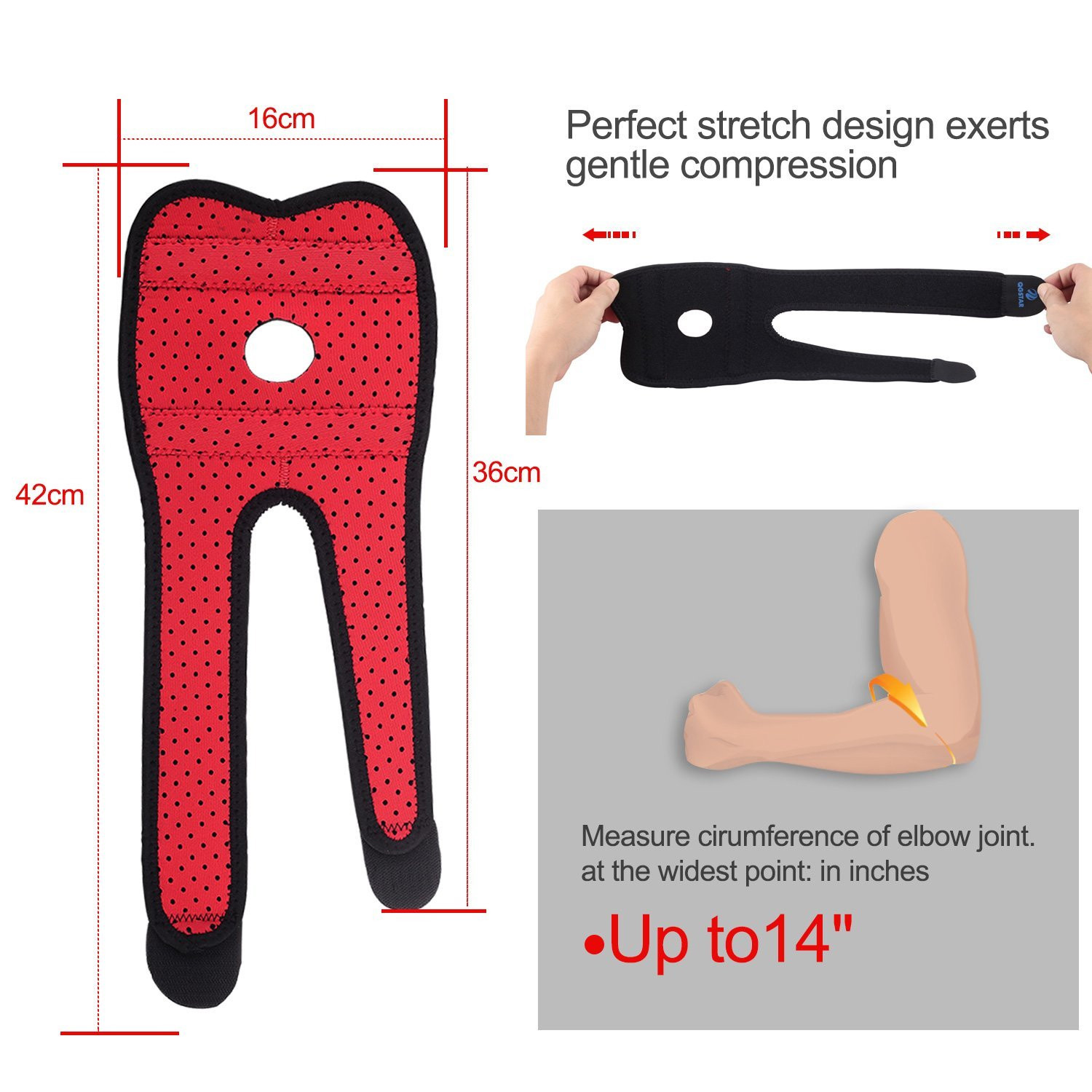 Adjustable Elbow Brace Support Sleeve Arthritis Tendonitis Arm Joint Pain Relief