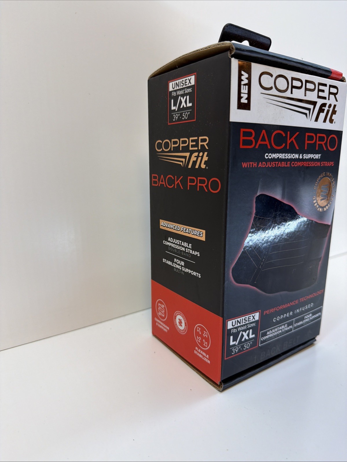 Copper Fit Back Pro Compression Support Belt Adjustable Straps Size L/XL NWT