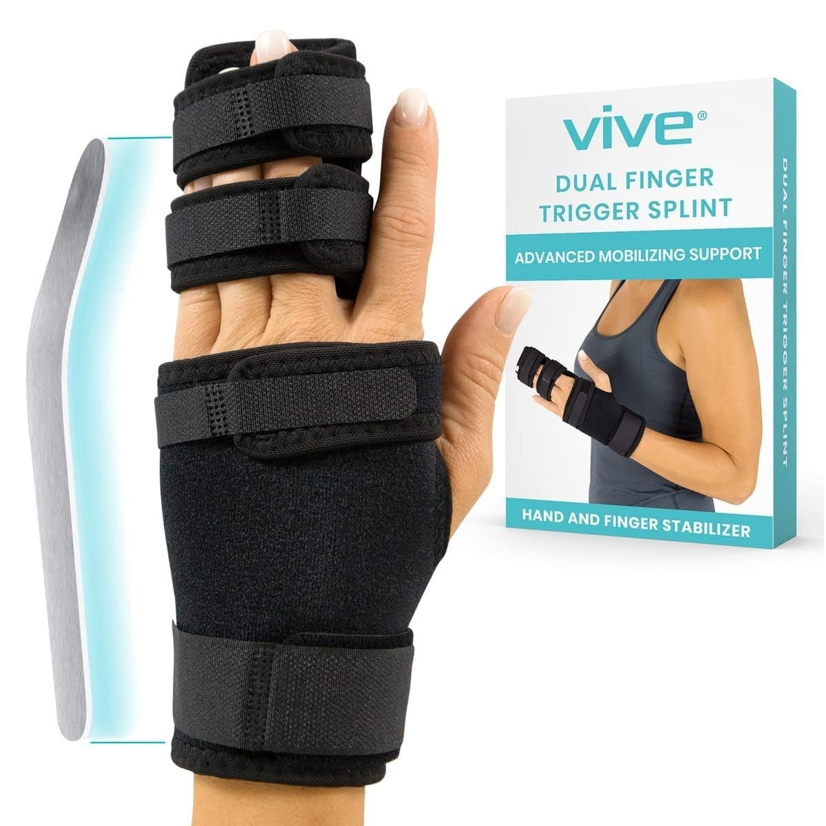 Trigger Finger Splint – 2 Finger Brace for Middle, Index, Pinky, or Ring Fing…