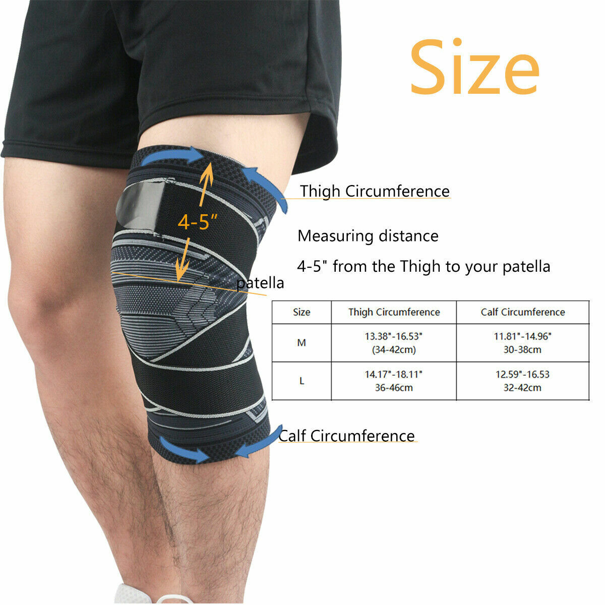 1 Pair Knee Braces Sleeve Support Pattela For Sports Joint Pain Arthritis Relief
