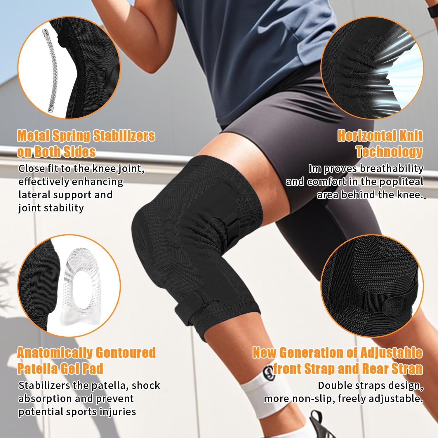 ZJMQJ Knee Brace for Women and Men, Sleeve with Patella Pad Large, Black
