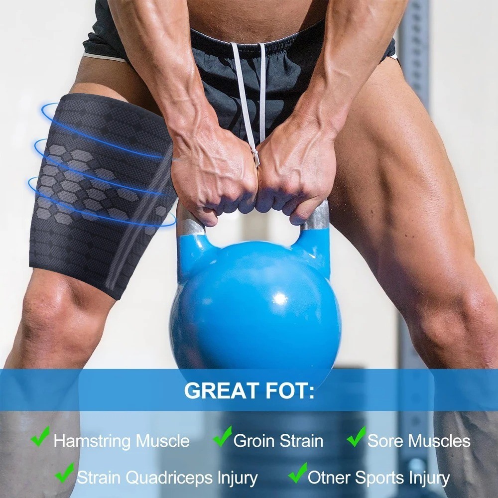 1 Pair Thigh Compression Sleeve – Non-Slip Hamstring Groin Wrap for Workout