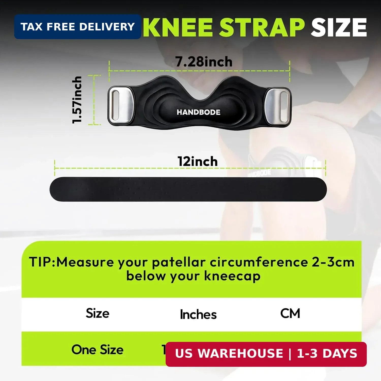 HANDBODE Patellar Tendon Support Strap, Silicone Knee Brace for men women, Adjus