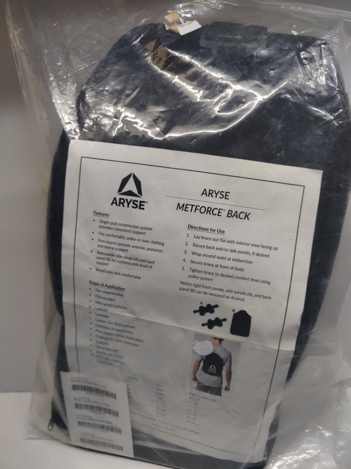Aryse Live Elevated Prime Series Back Brace Sz Large AY-37/50-103 waist 34″-39″
