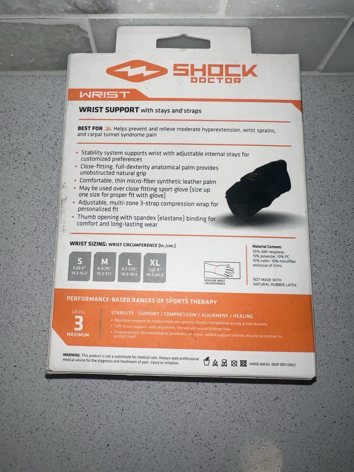 Shock Doctor Wrist Support (level 3) Support w/ Stays & Straps SIZE XL (NIB)