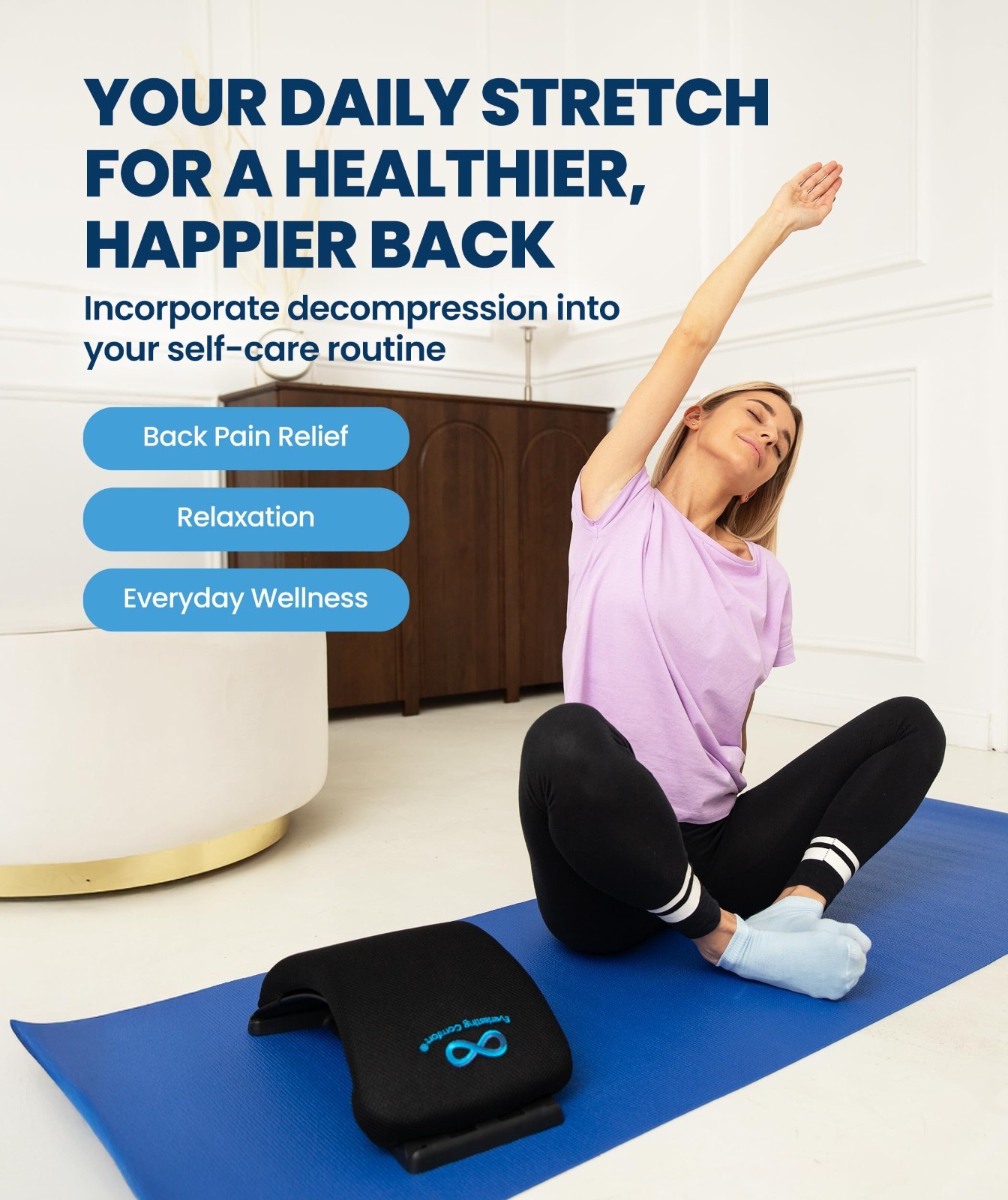 Adjustable Lumbar Support Board – Back Stretcher for Lower Pain Relief & Posture