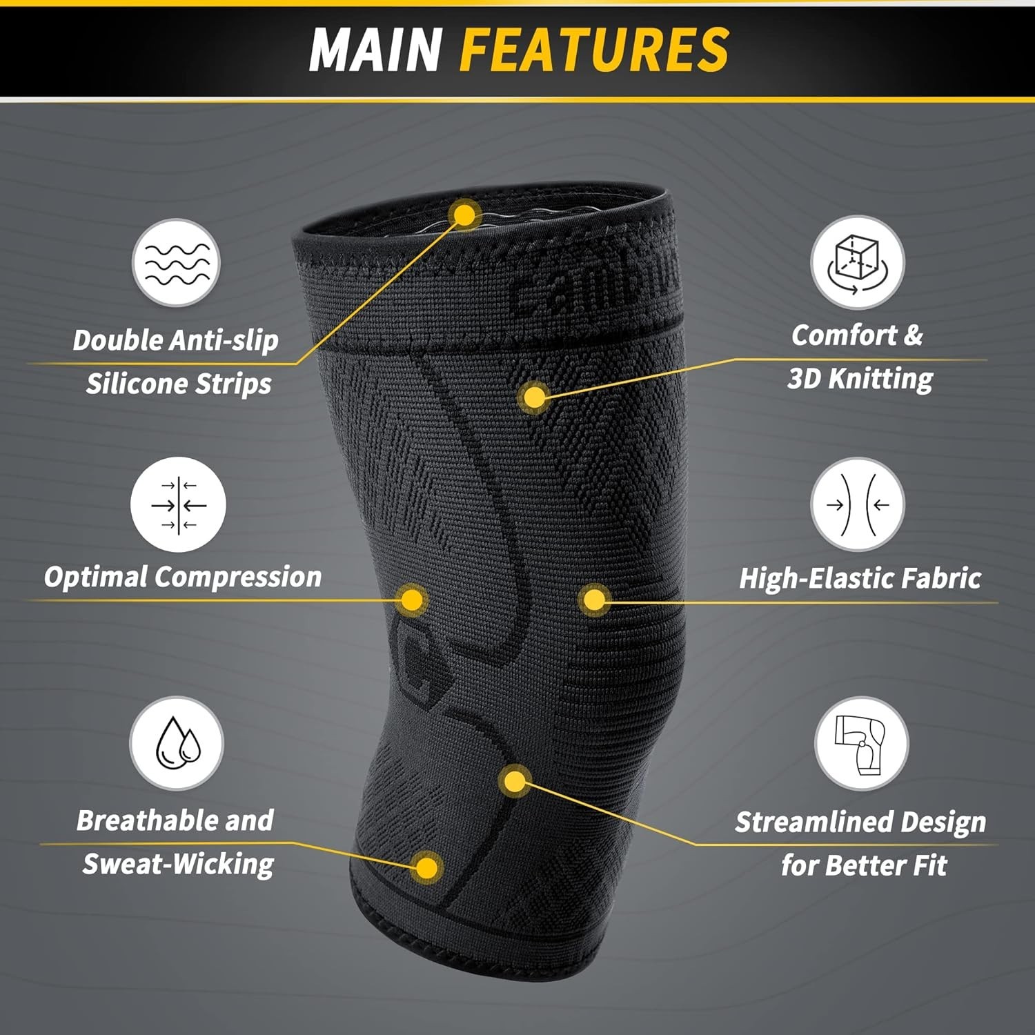 Black Knee Brace Pair – Compression Support with Non-Slip Design, Small Size