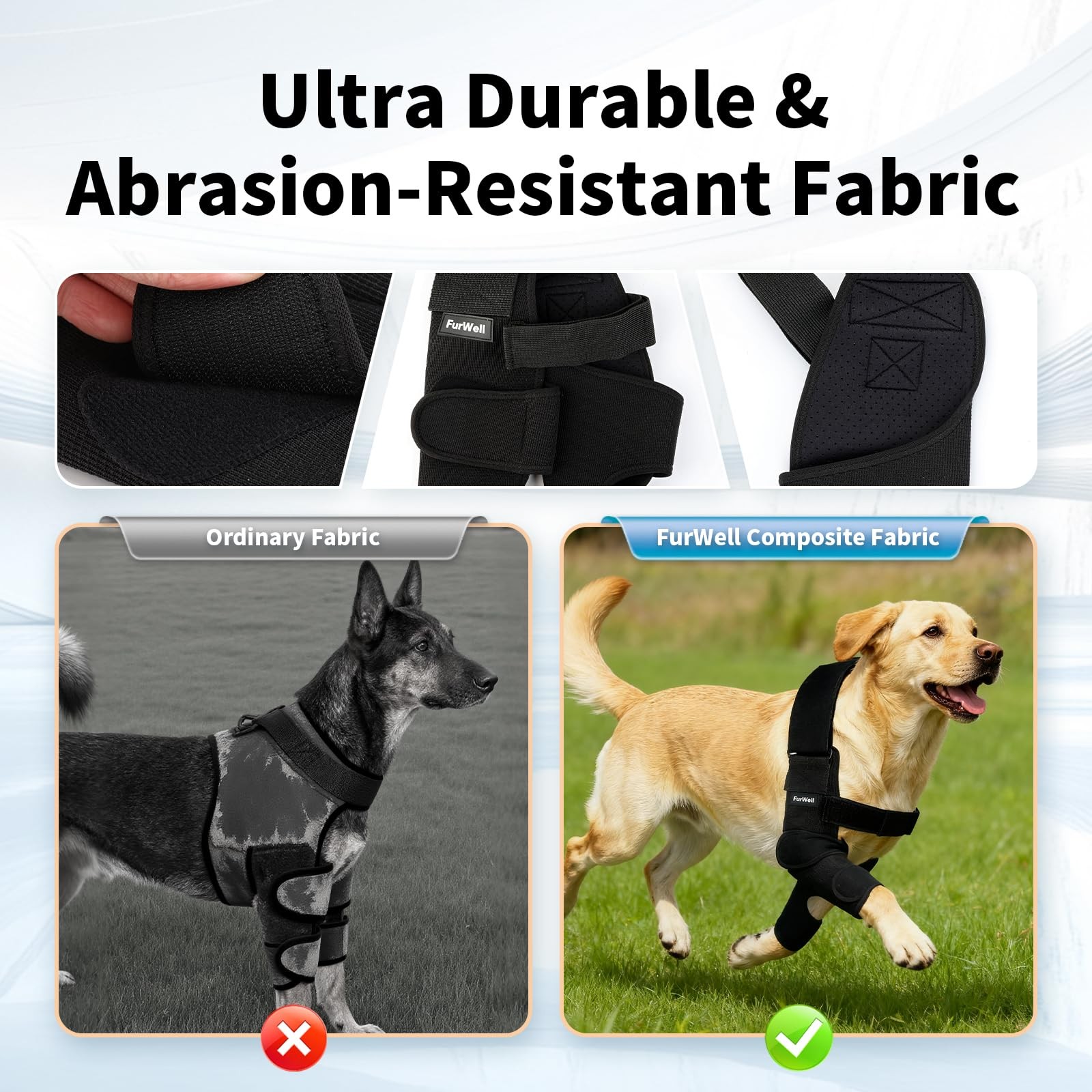 FurWell Dog Elbow Brace M Left Leg Black
