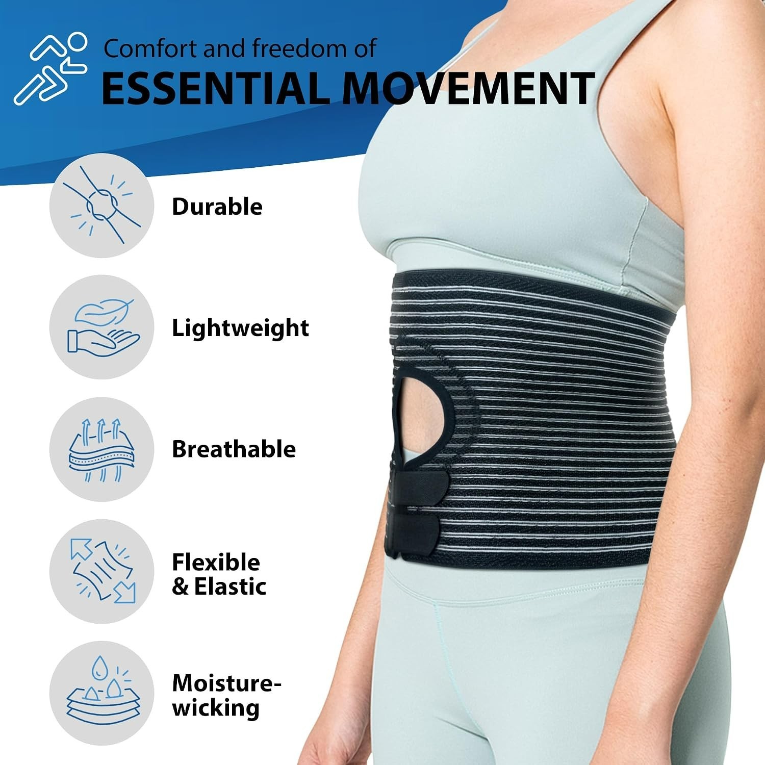 ORTONYX Abdominal Ostomy Belt for Men and Women L-XXL BLACK NEW 570