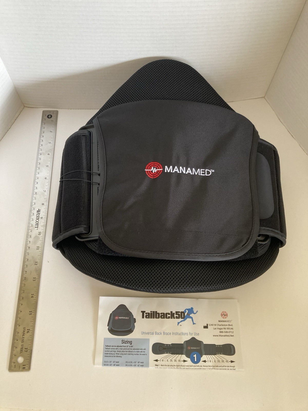 MANAMED Tailback 50 Universal Back Brace Adjusts 25″ to 68″ TB050. New