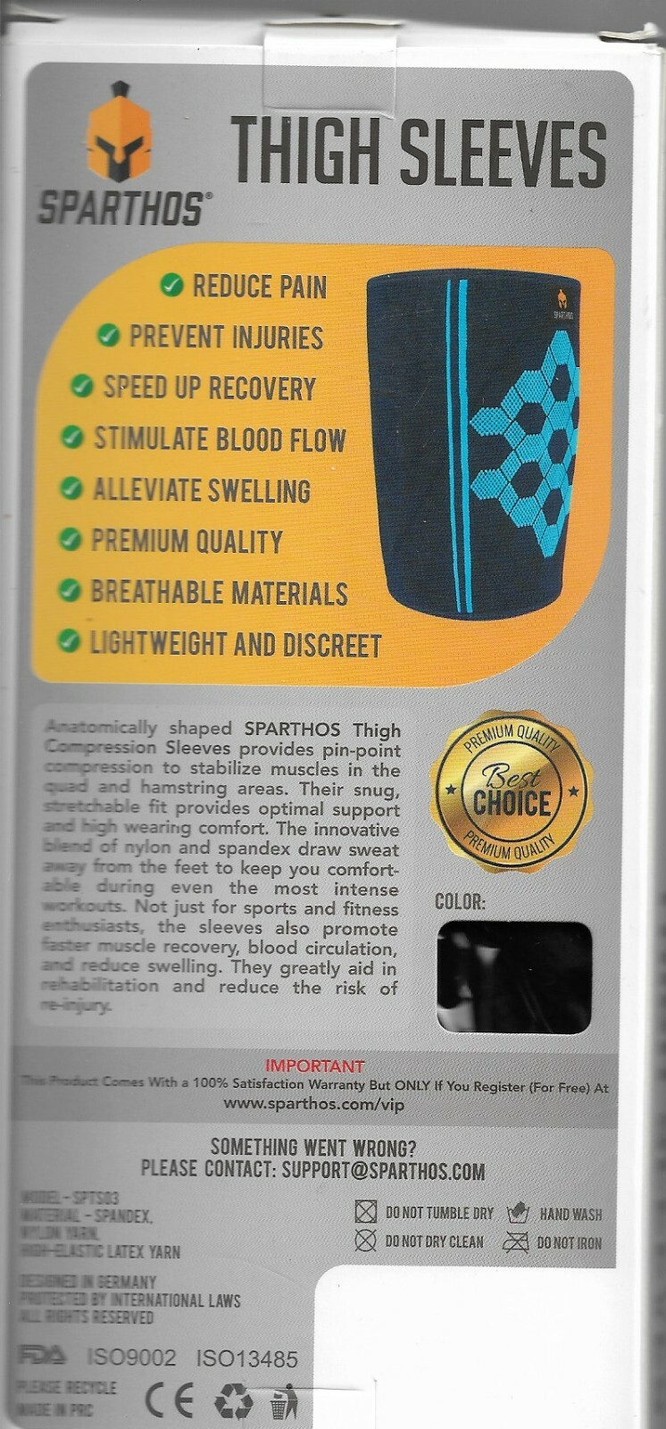 Sparthos Thigh Compression Sleeves Quad and Hamstring Support NIP Size M Black