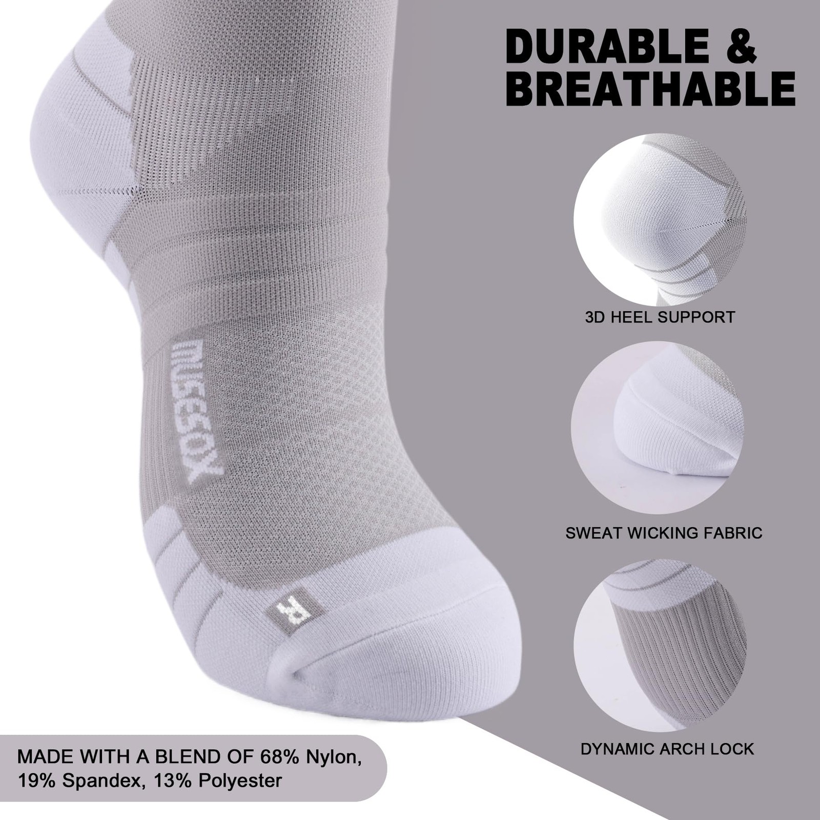 Compression Socks for and Men,Knee High 15-20mmHg Graduated (3 Pairs) for Nur…