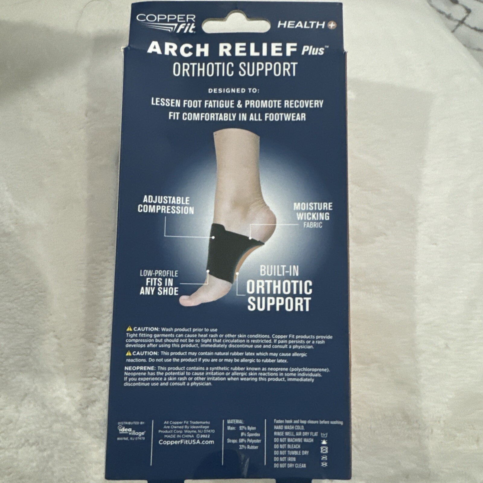 Copper Fit Health Unisex Arch Relief Plus with Built-In Orthotic Support – Black