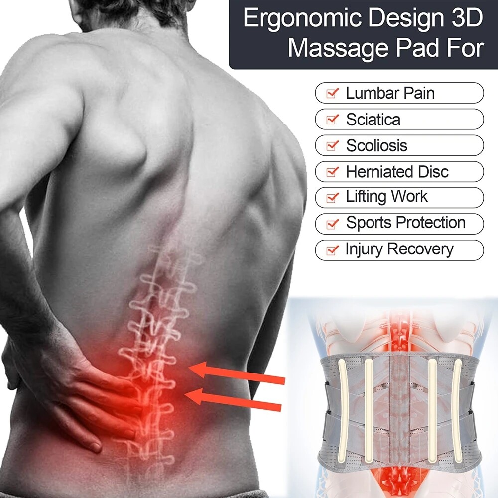 Men Boned Lumbar Lower Back Support Brace Posture Orthosis Pain Wrap Waist Belt