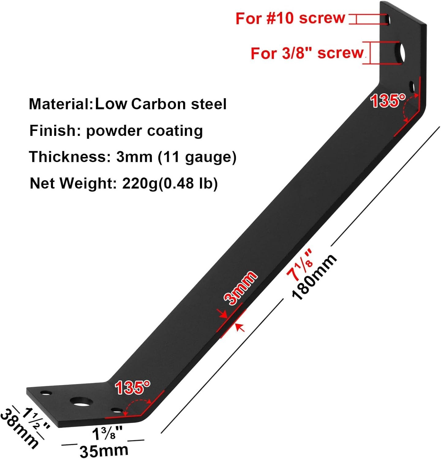 4 Heavy-Duty 45-Degree Angle Bracket Straps – 11 Gauge Low Carbon Steel