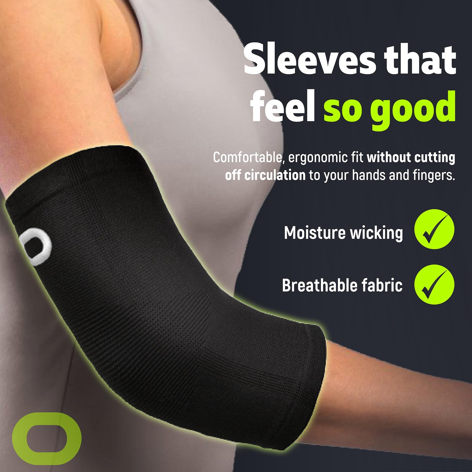 Elbow Brace Compression Sleeve Medium (11.0-12.5″) Circumference, Black